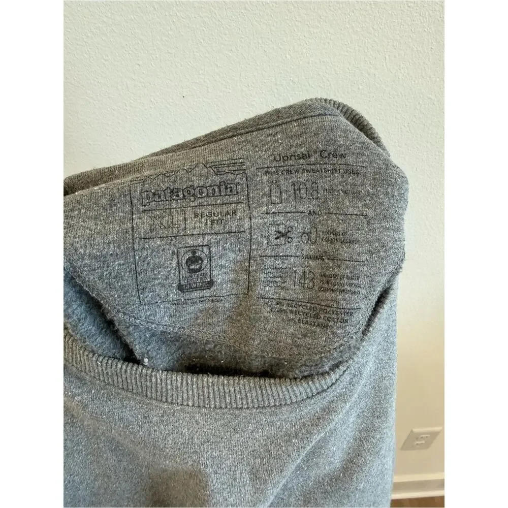 Patagonia Uprisal Gray Crewneck with Mountain Bear Logo Men XL Gorpcore Outdoors